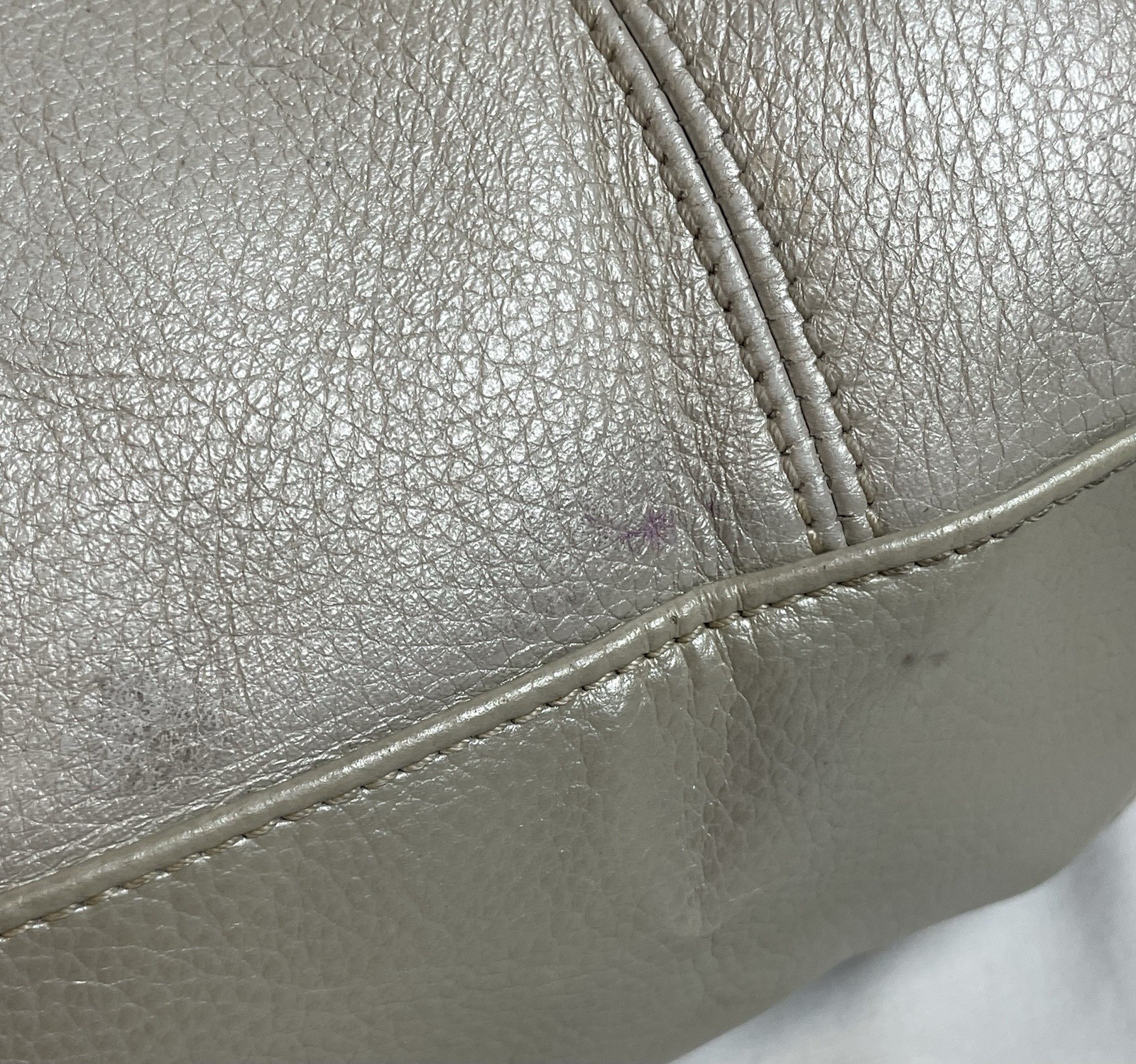 Sophia Caperelli Satchel Handbag Silver Small Genuine Leather Hang Tag Classic