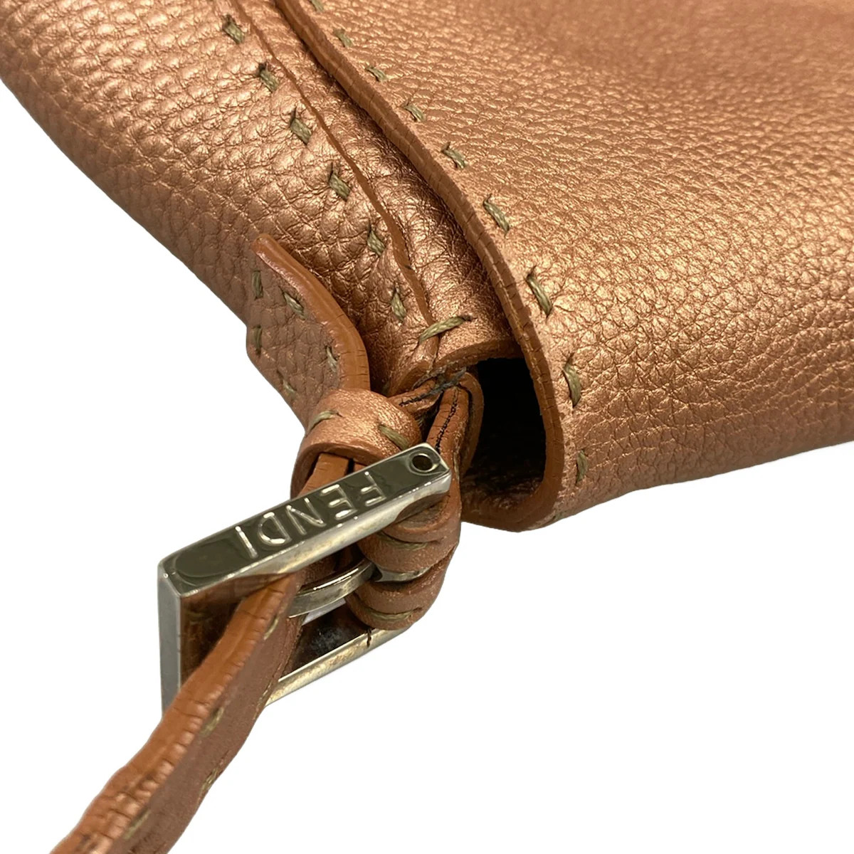 FENDI Mamma Bucket/Selleria 8BR102 Rose Gold Leather Shoulder Bag