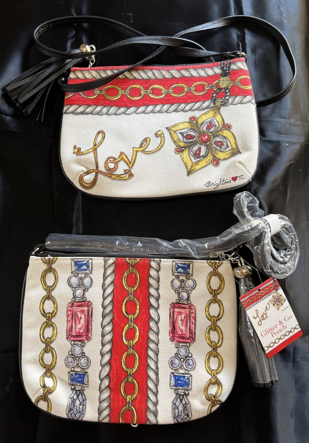 BRIGHTON Glitter & Go Pouch Crossbody Handbag – Queen of Love – NEW