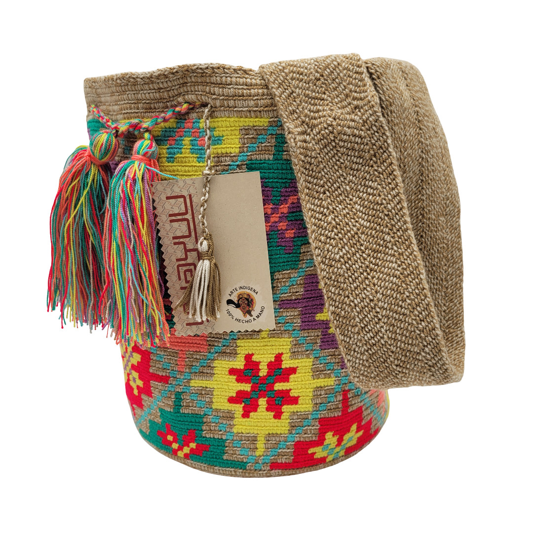 Colombian 🇨🇴 Handmade Large Wayuu Tribe MANY COLORS Mochila Bucket Boho Bag