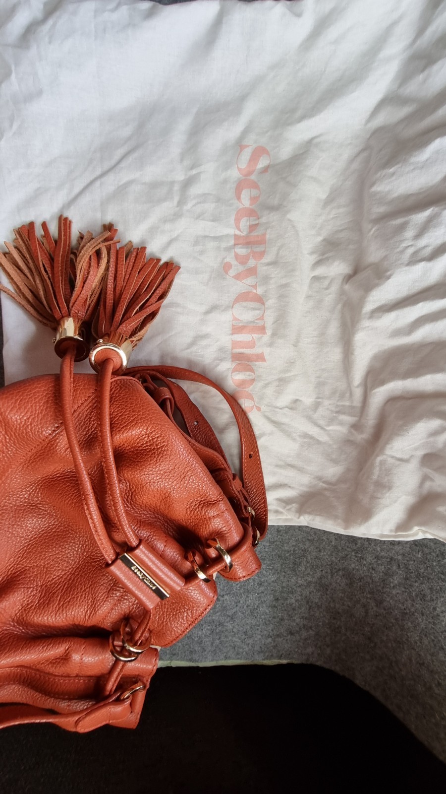 See You By Chloe Suntan Vicki Small Leather Bucket Bag