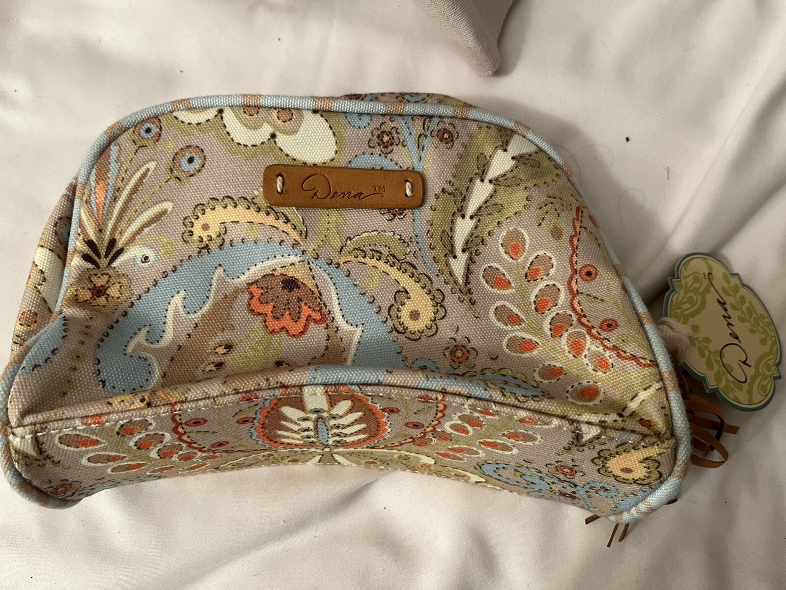 DENA Designs Overnight SHOULDER BAG TOTE & Cosmetic Paisley Floral Travel EUC