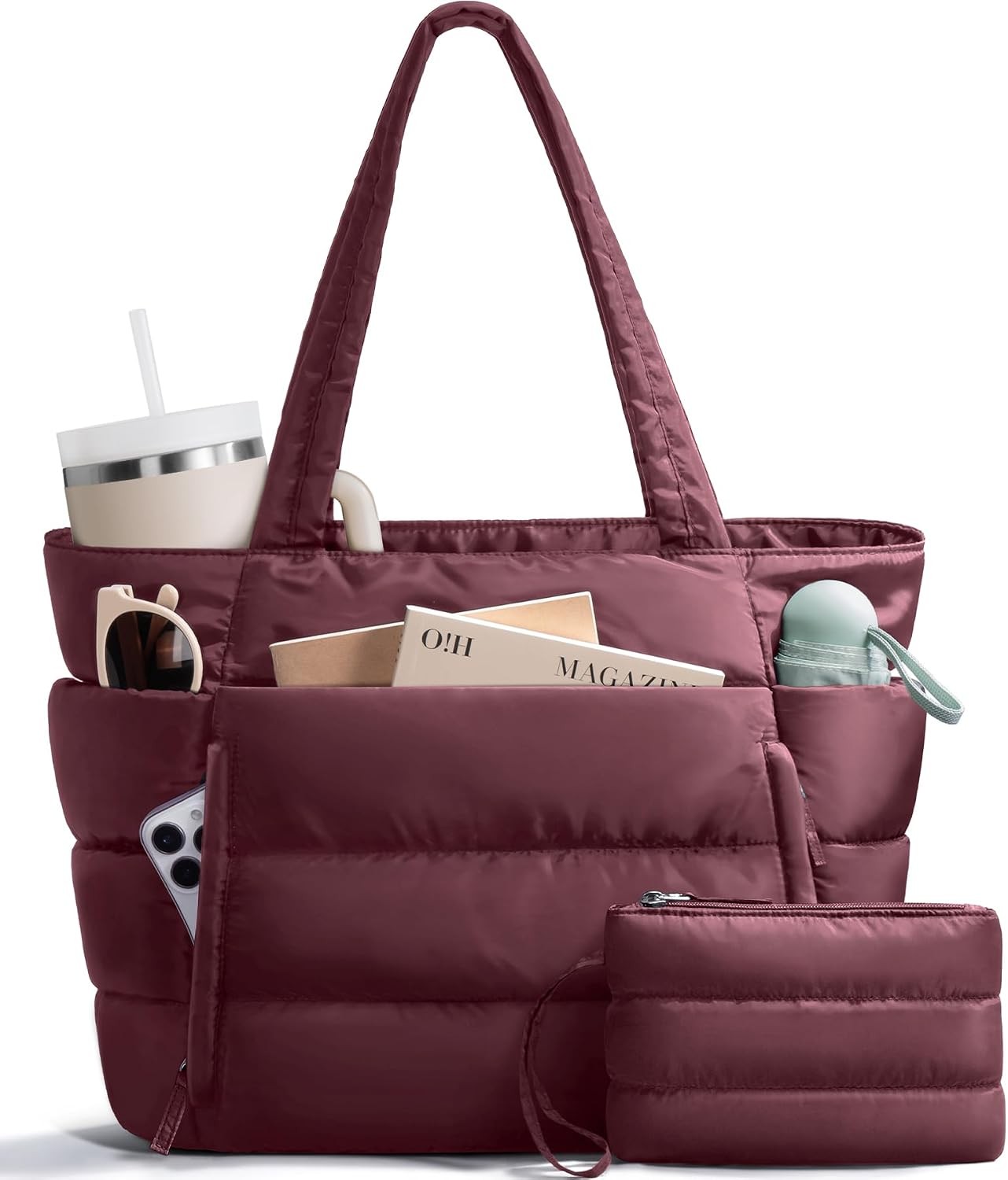 Puffer Tote Bag for Women, Lightweight Puffy Travel Gym Work Bag | 16