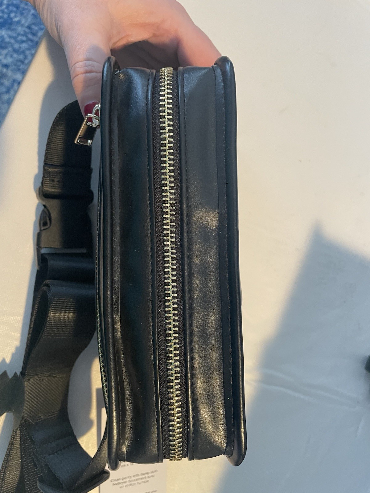 AMANDA UPRICHARD NY Black Vegan Leather Quilted Fanny Pack Belt Bag New