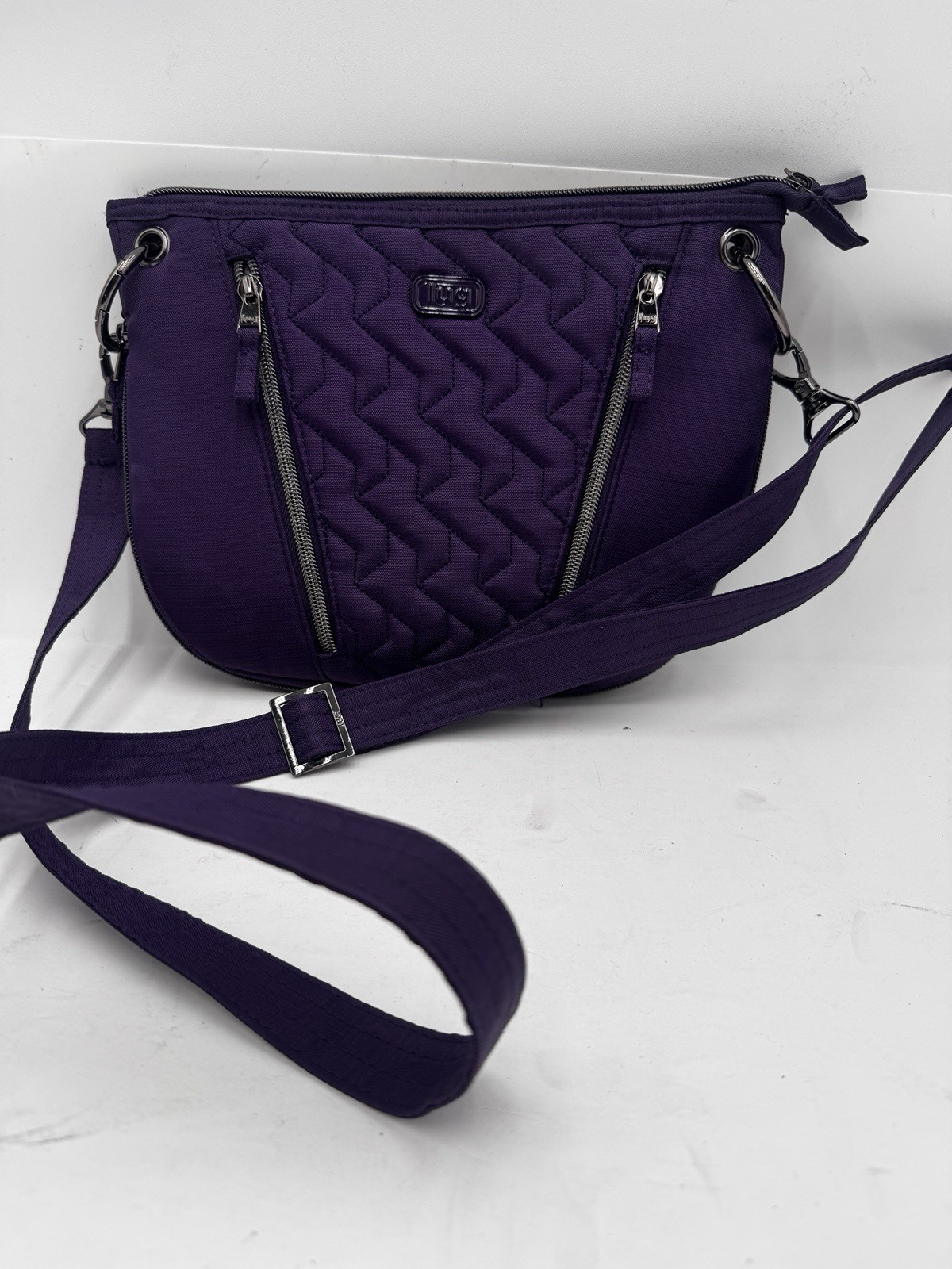 Lug Swivel Convertible Crossbody RFID Purse Purple Long Adjustable Strap