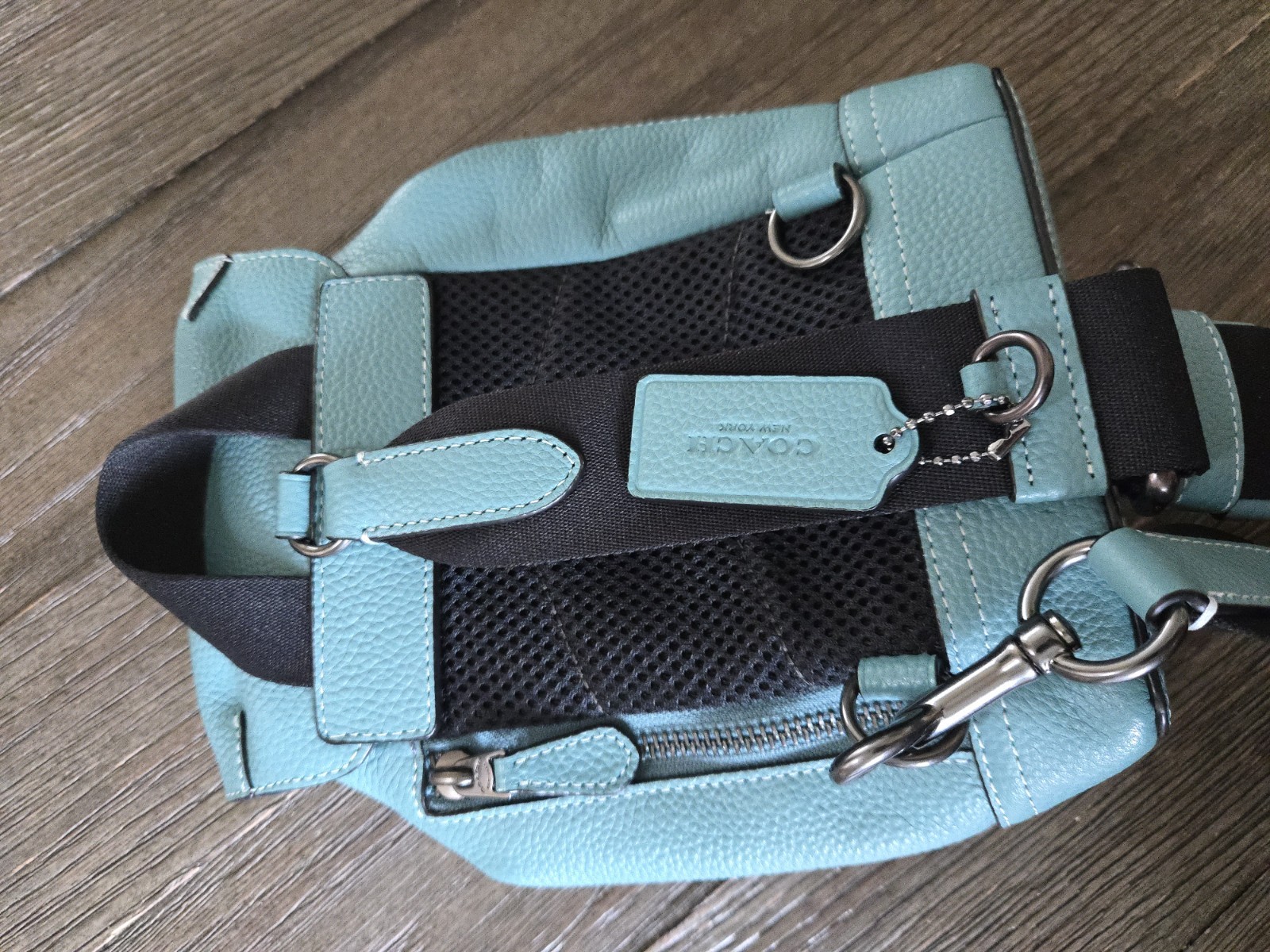 Coach Hudson Small Pack in Teal Pebbled Leather