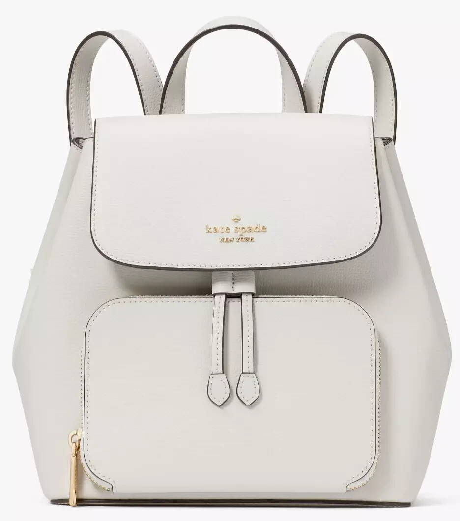 Kate Spade Kristi Medium Flap Backpack Quill Grey Leather KA695 NWT $379 MSRP
