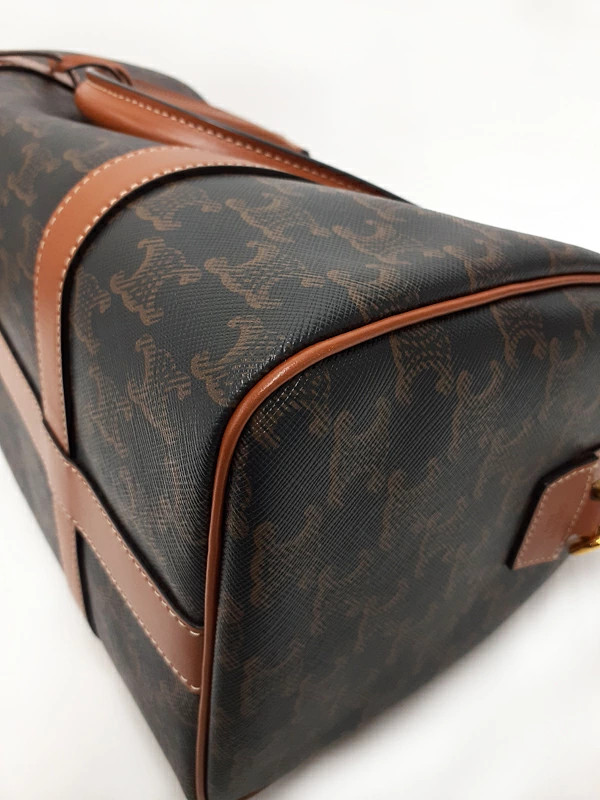 Celine Triomphe Canvas Large Boston 119572CAS.04LU Brown Shoulder Bag #TB3387