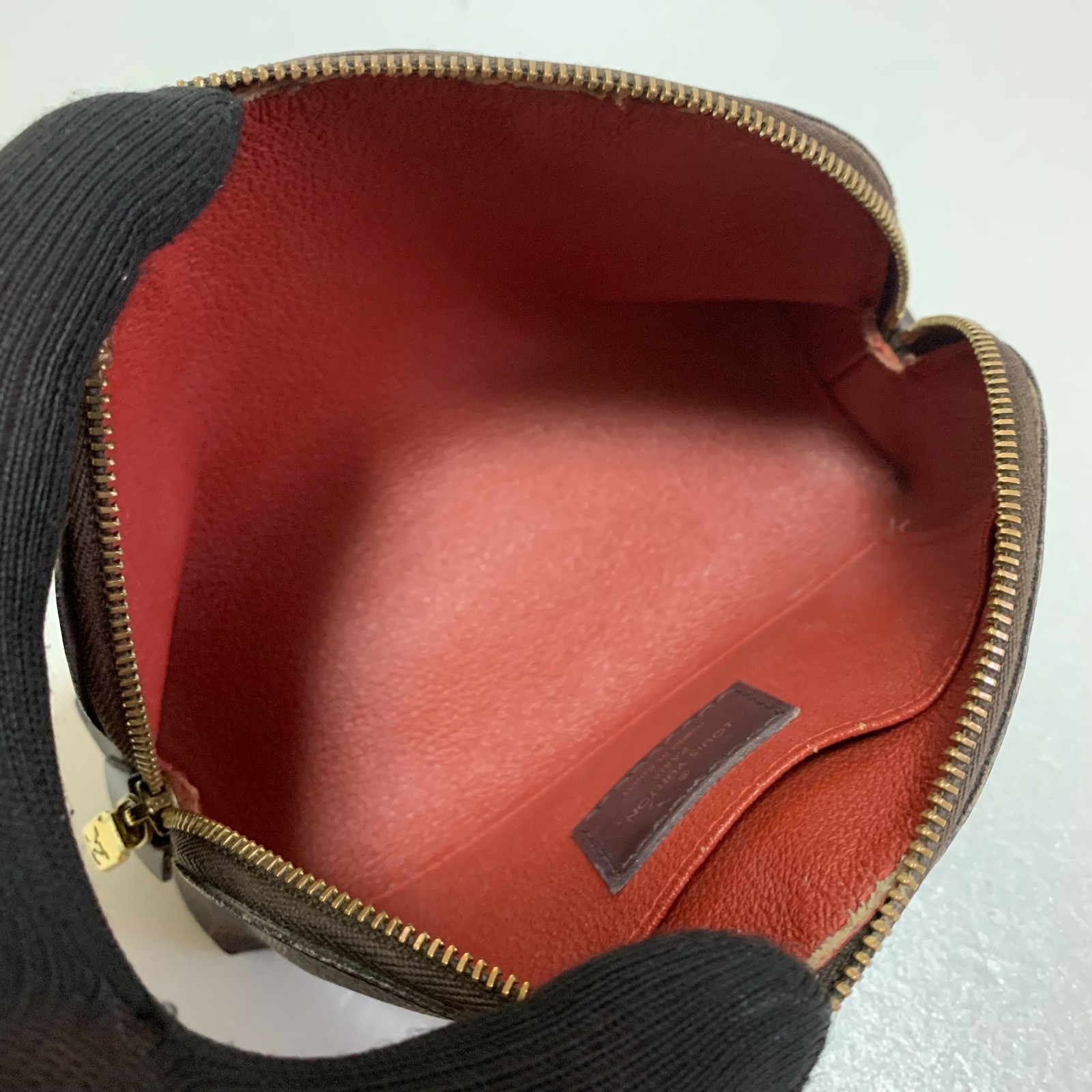 Louis Vuitton Damier Ebene Cosmetic Pouch N47516 Makeup Bag Brown Auth Spain