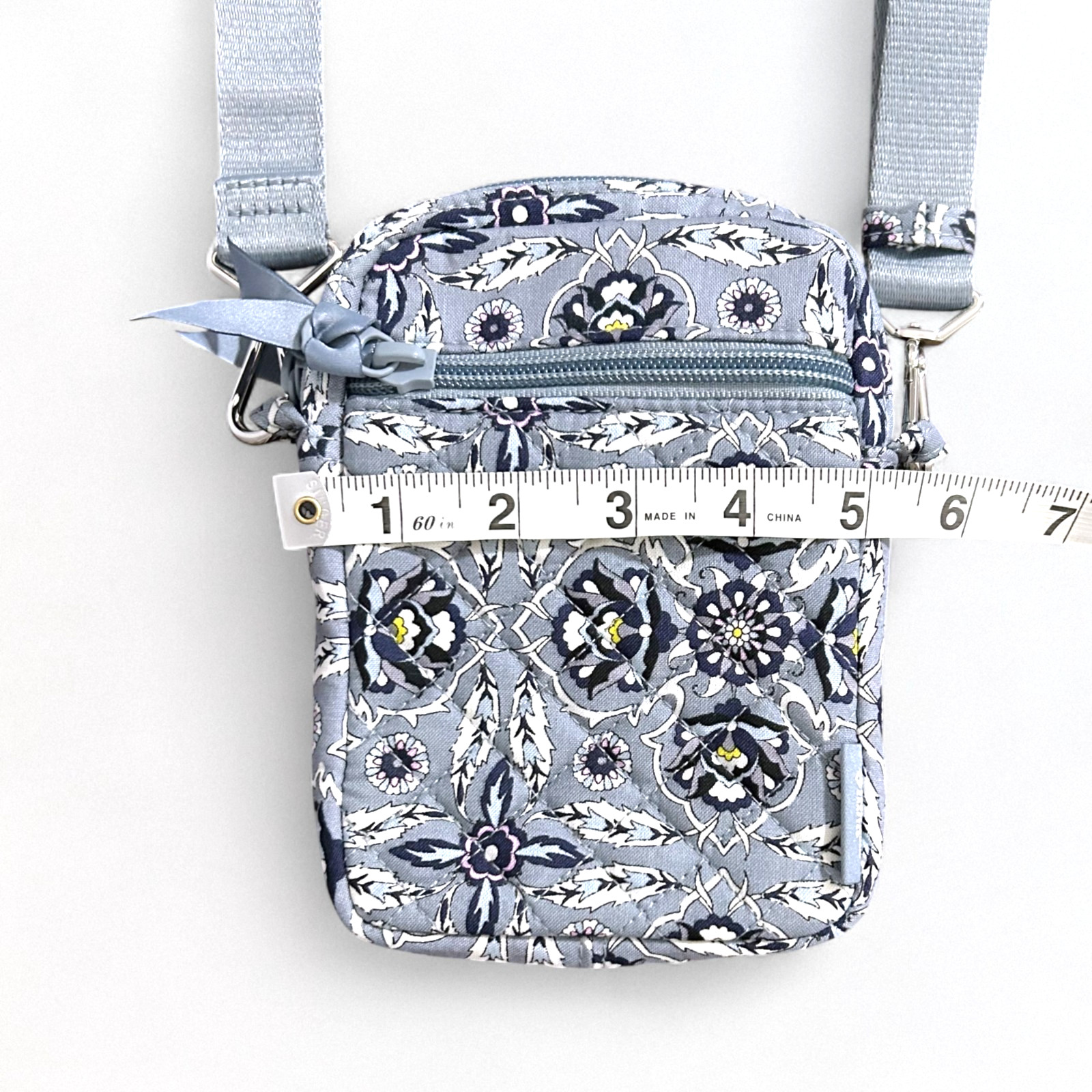 Vera Bradley Plaza Tile Small Convertible Crossbody Bag Gray Signature Cotton
