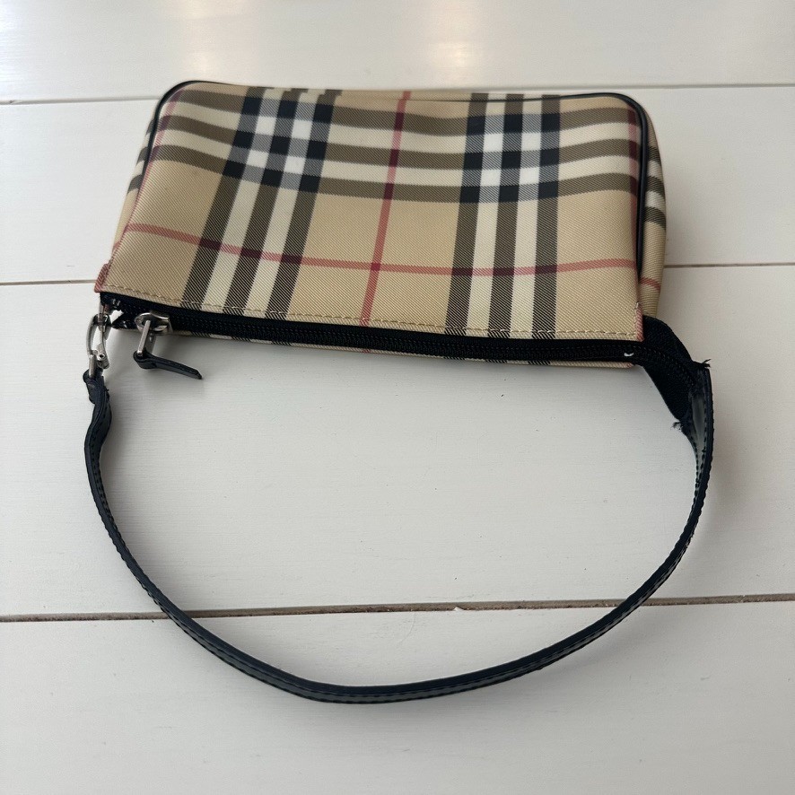 Vintage BURBERRY Bag Beige Nova Check Handbag Y2k 90s Pochette T-02-2 RARE