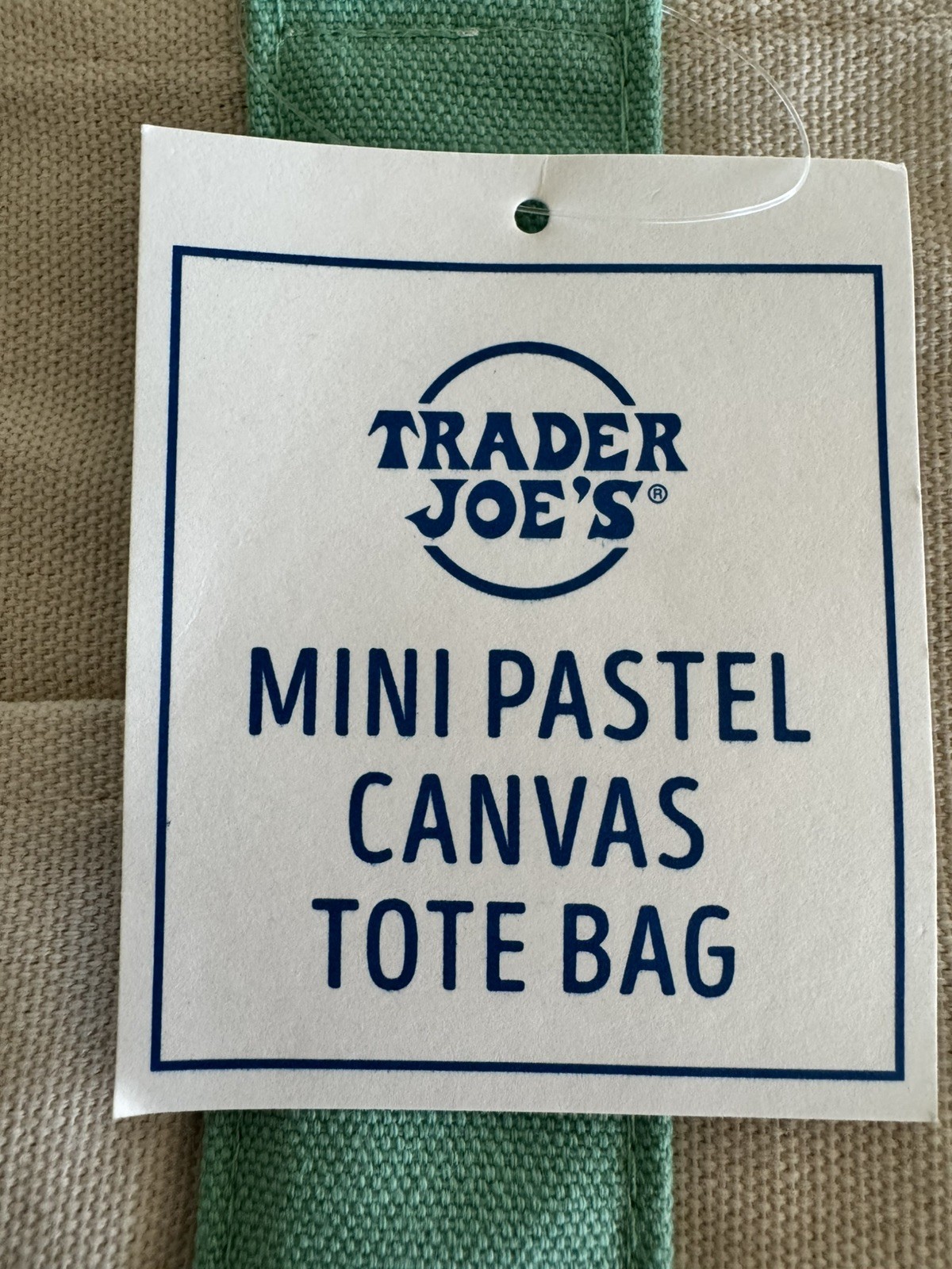 Trader Joe’s Mint Green Mini Canvas Tote Bag NWT Limited Edition