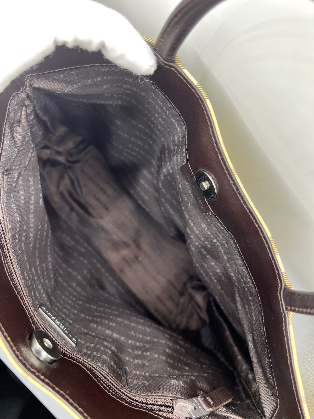 Burberry Nova Check Tote PVC Check Pattern Beige Tote Bag Purse Vintage