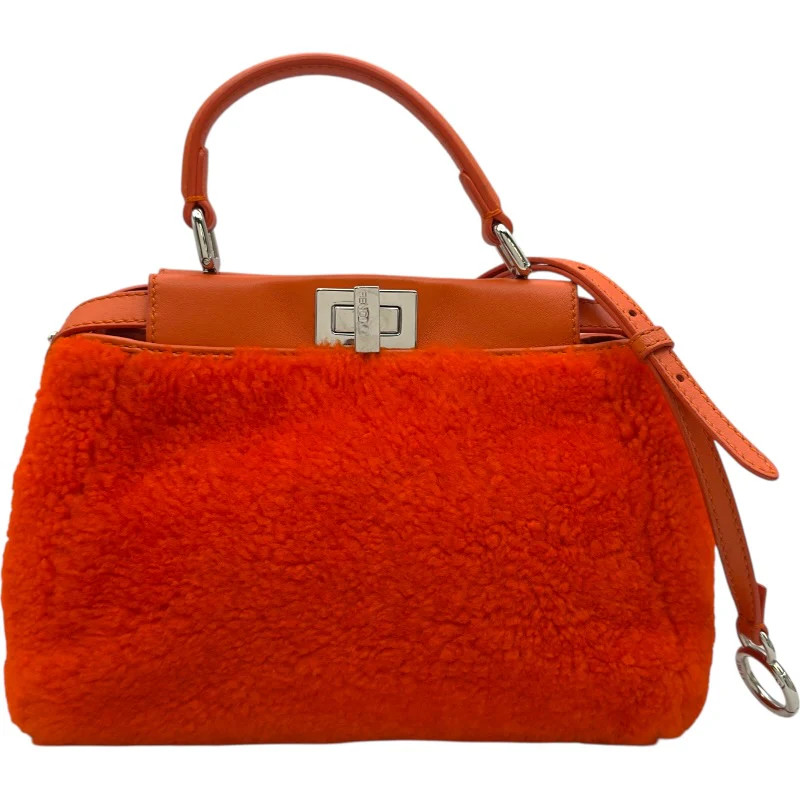 FENDI Peekaboo Mini 8BN244 Orange Leather/Fur Shoulder Bag #2222