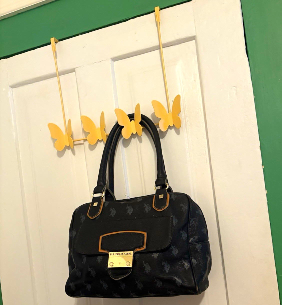 U.S. Polo Assn. Black Logo Satchel Top Handle Zip Double Handles Inner Pockets