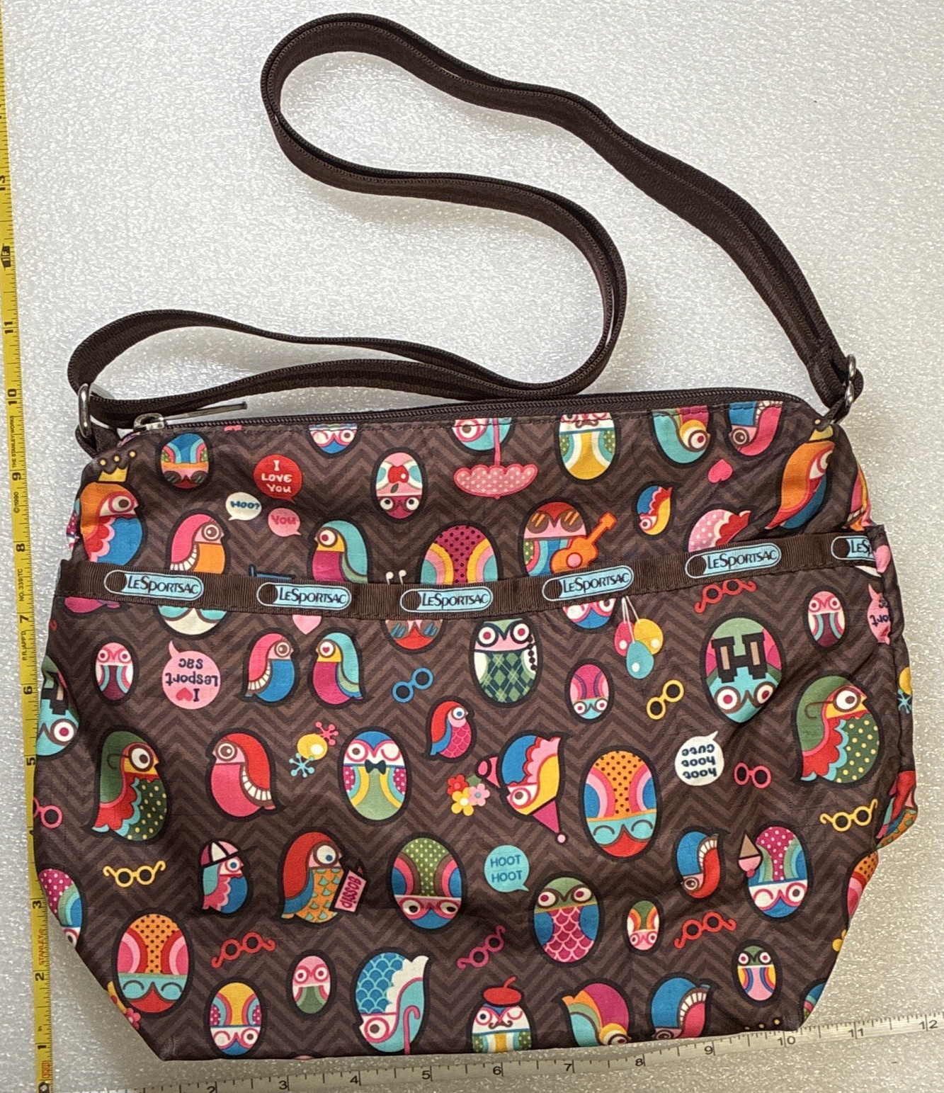 LeSportSac Owl Print Crossbody Bag, USED
