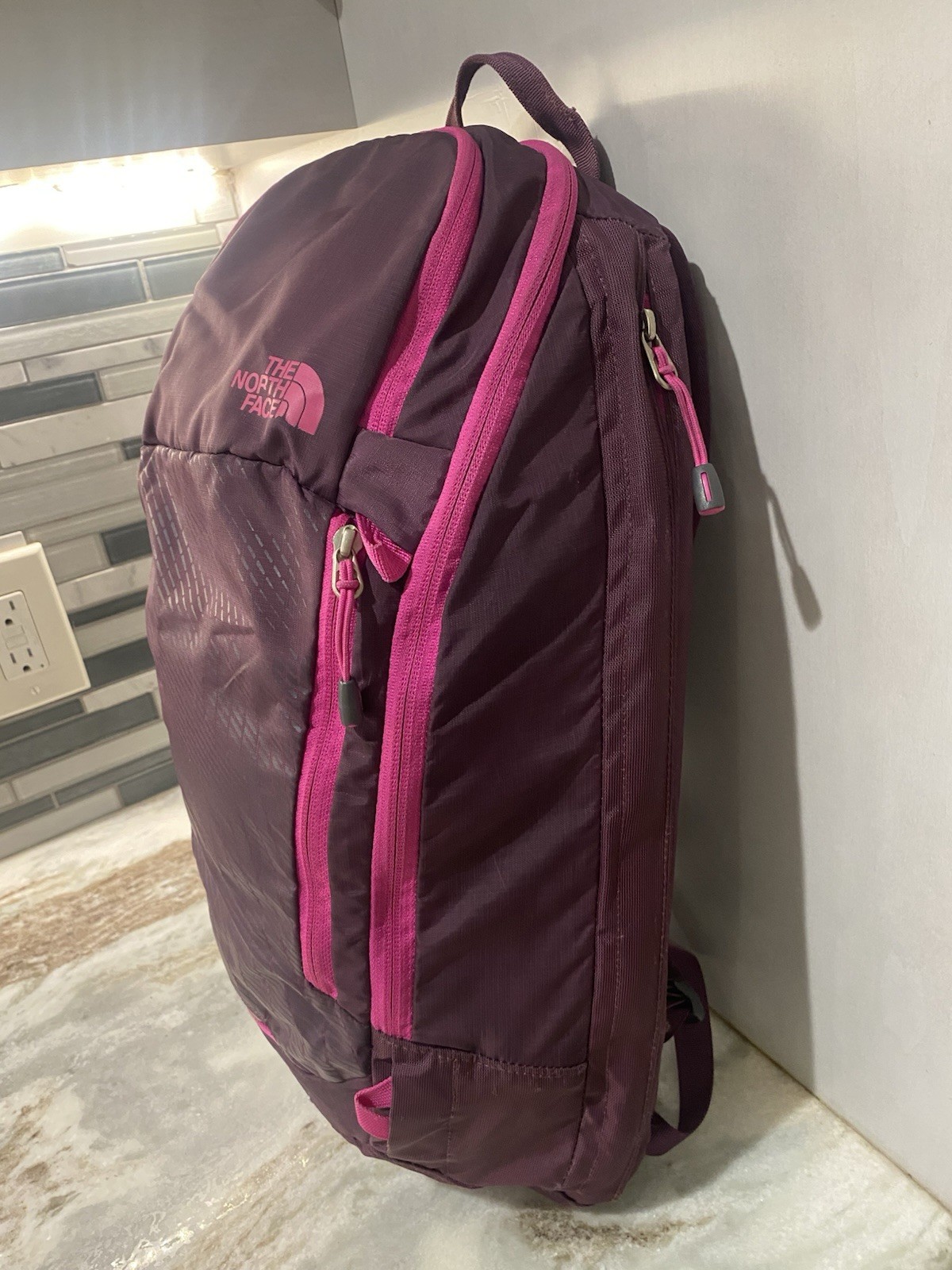 The North Face Pinyon Backpack Purple Pink Womens 15L Laptop Daypack C091 EUC