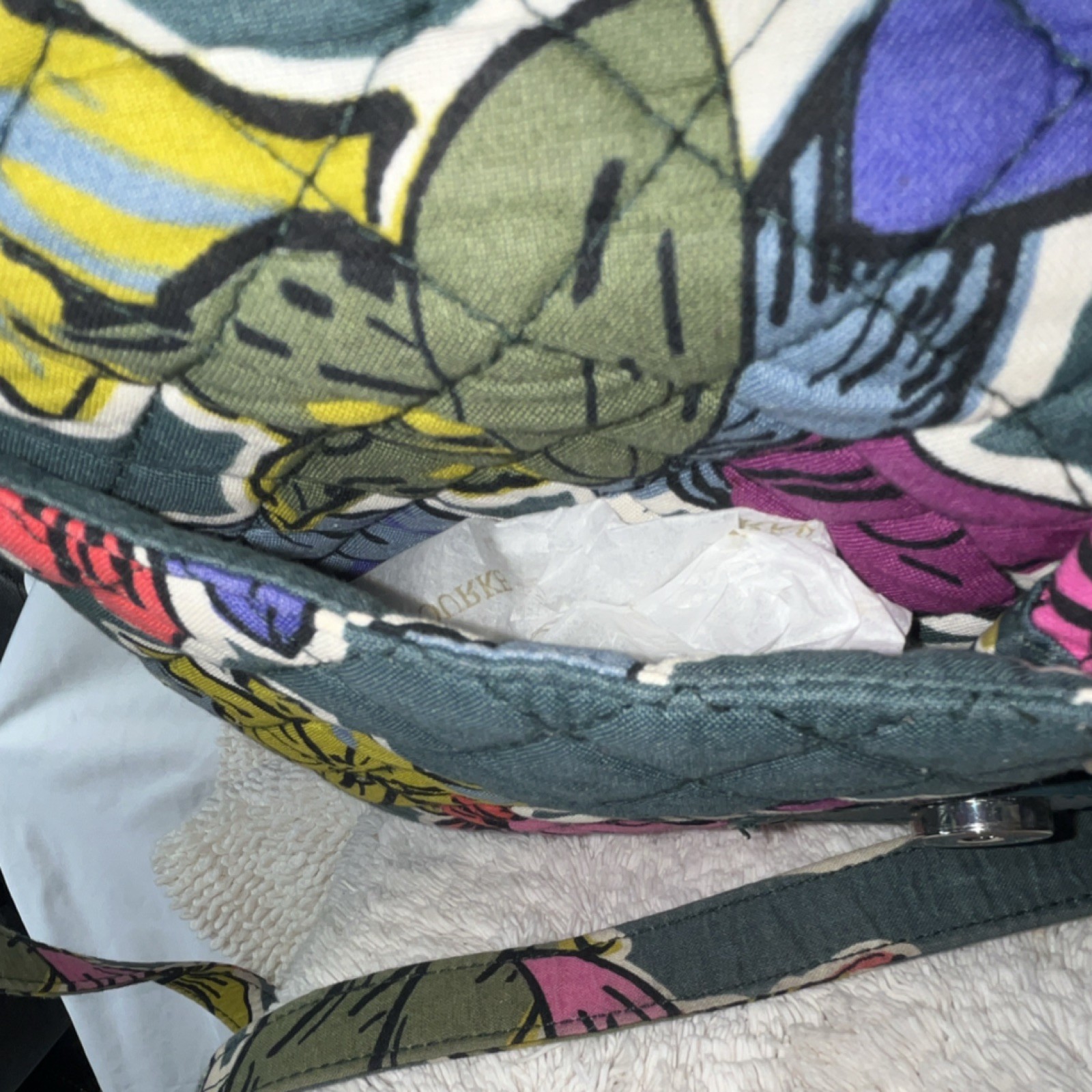 Vera Bradley Teal Multicolor Quilted Floral Shoulder Bag Adjustable Strap