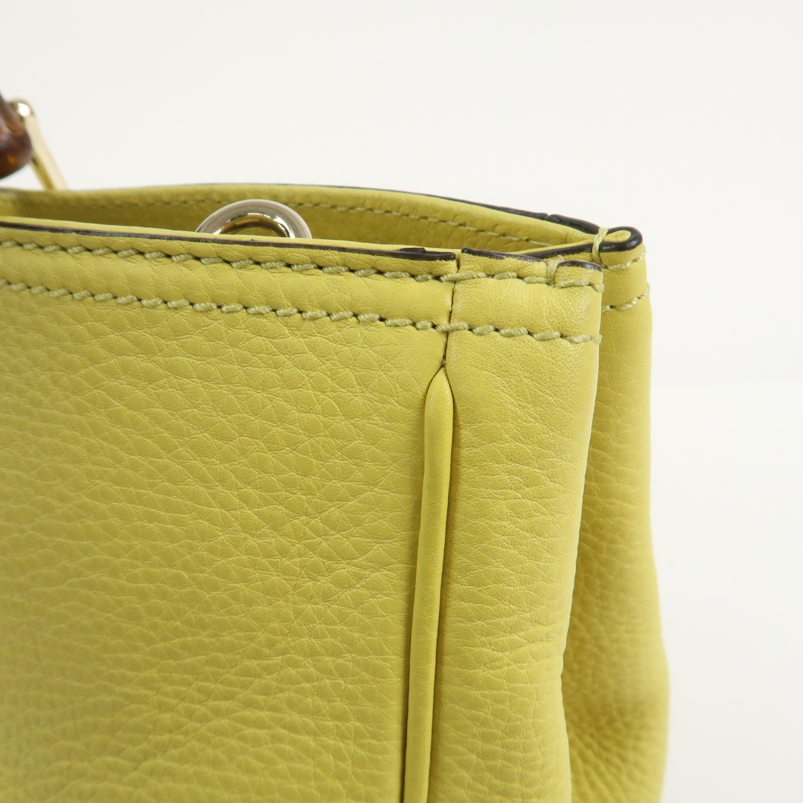 Gucci Bamboo Shopper Large Tote Bag 2WAY Hand Bag Yellow 323658 Auth Used