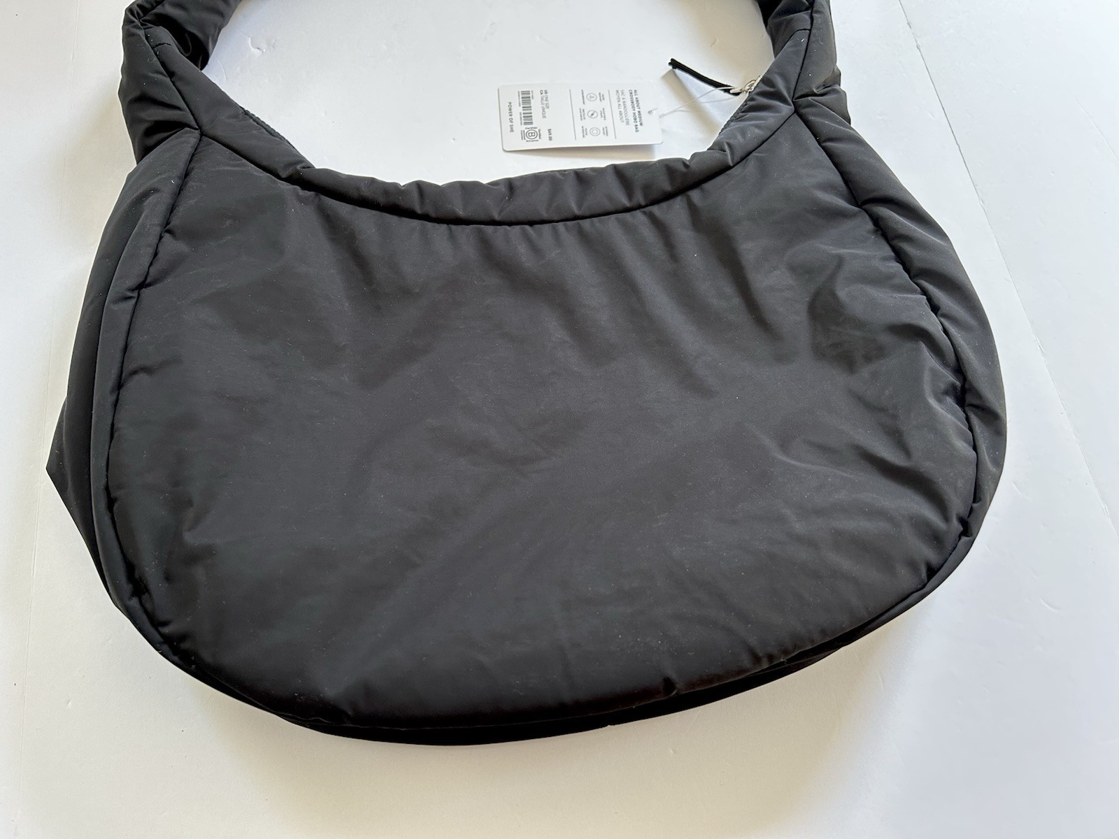 NEW! Athleta ALL ABOUT MEDIUM CROSSBODY HOBO BAG Black, Water Repellent Recycled