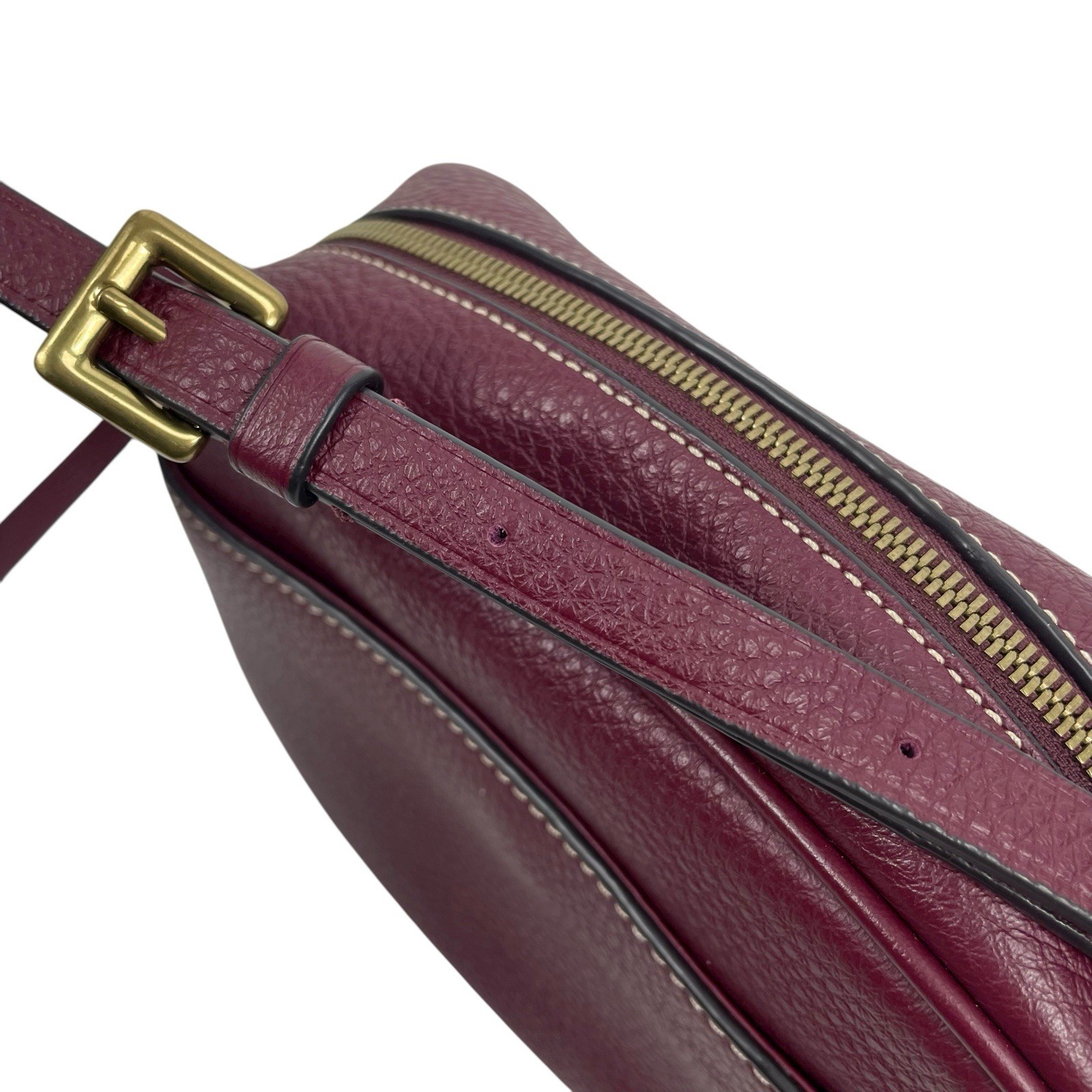J. Crew Signet Pebble Leather Crossbody Camera Bag Burgundy Red Women