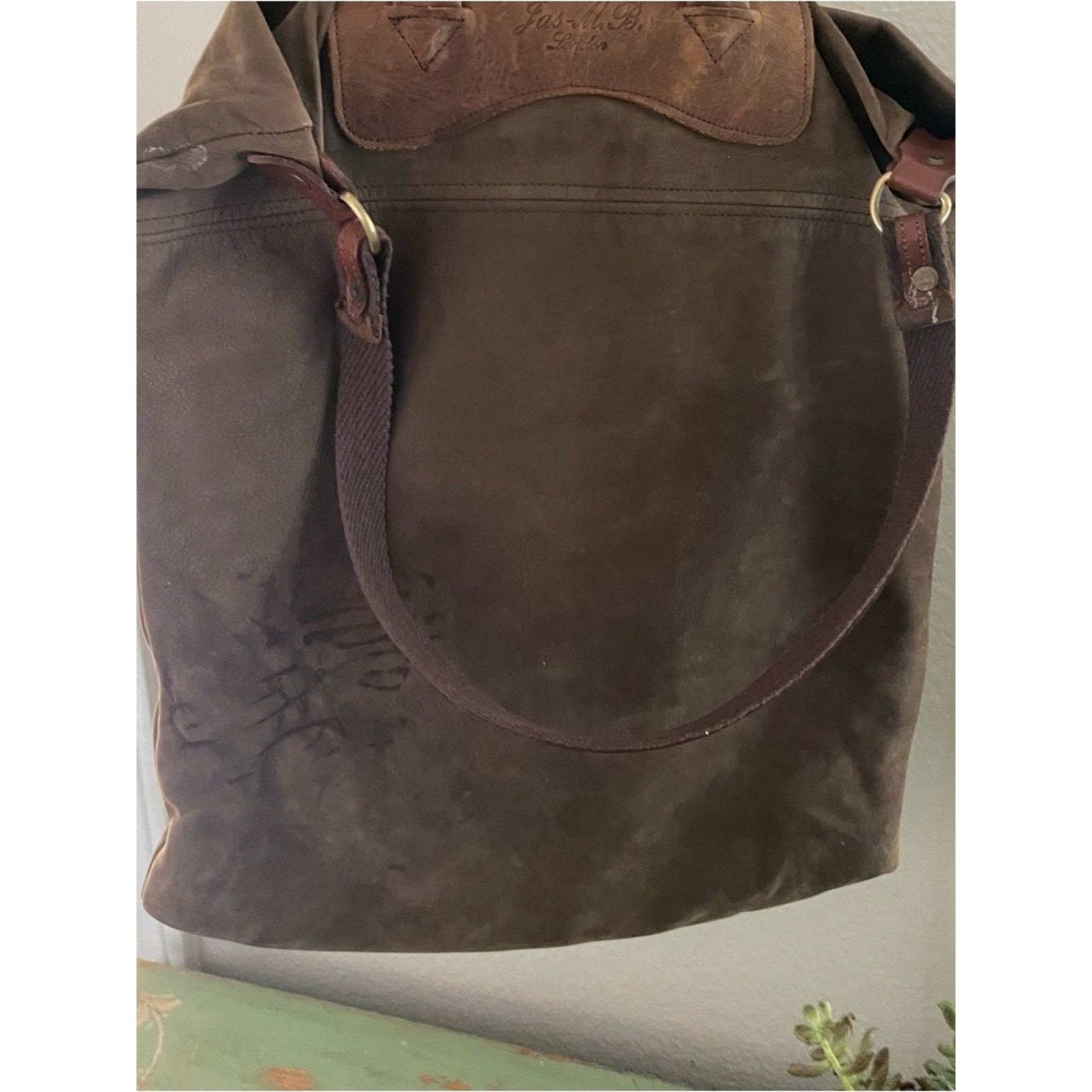 JAS M. B. London leather and suede texture messenger bag