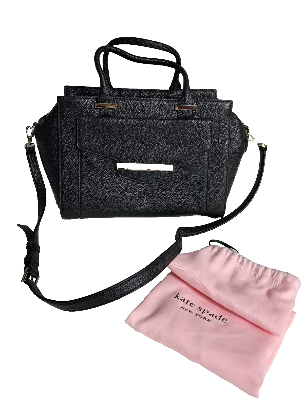 kate spade new york Handbag Black Pebble Leather Zipper Closure Shoulder Cross
