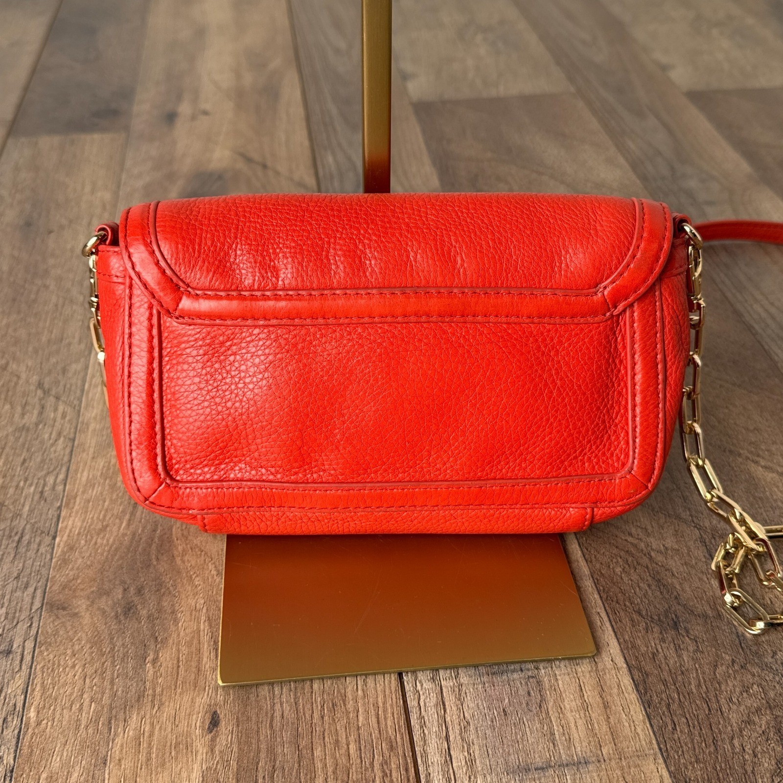 Tory Burch Amanda Mini Crossbody Bag Pebbled Leather Orange With COA