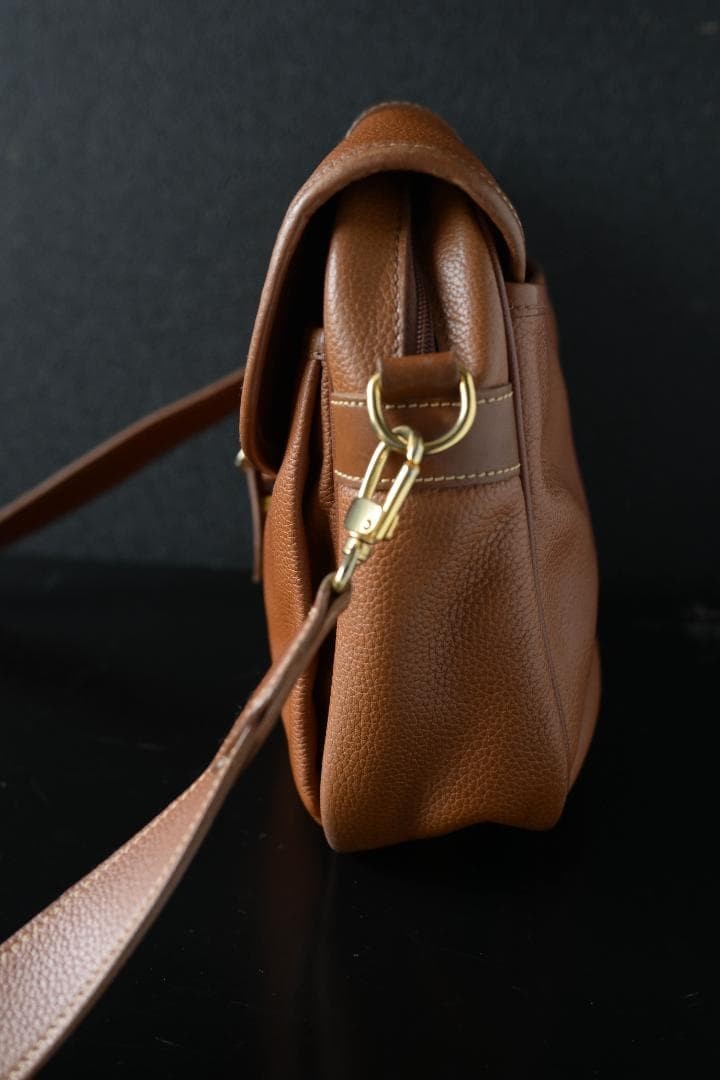 LONGCHAMP Leather Shoulder Bag Brown Auth Women about 9.06 x 12.20 × 2.76 inches