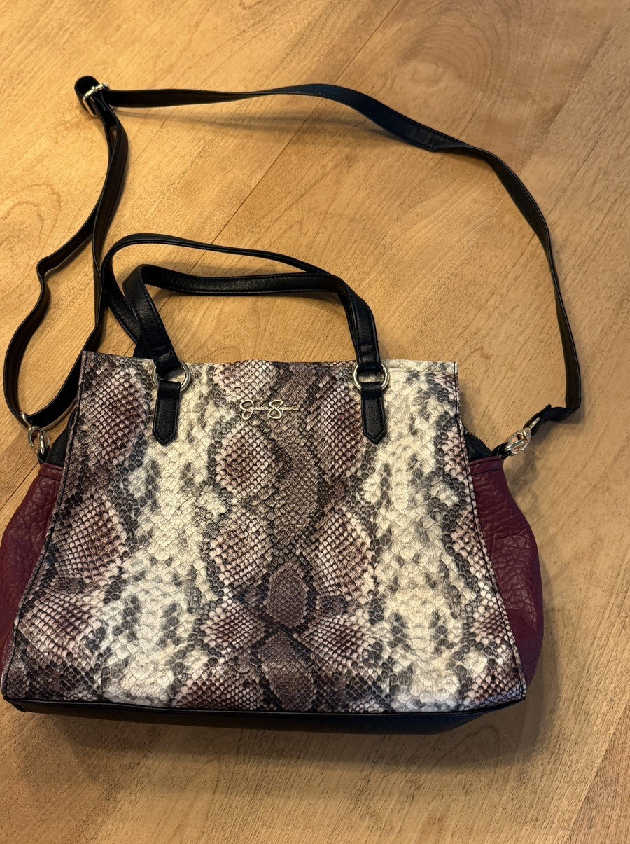 Jessica Simpson Snakeskin Print Purse/ Adjustable Shoulder Strap