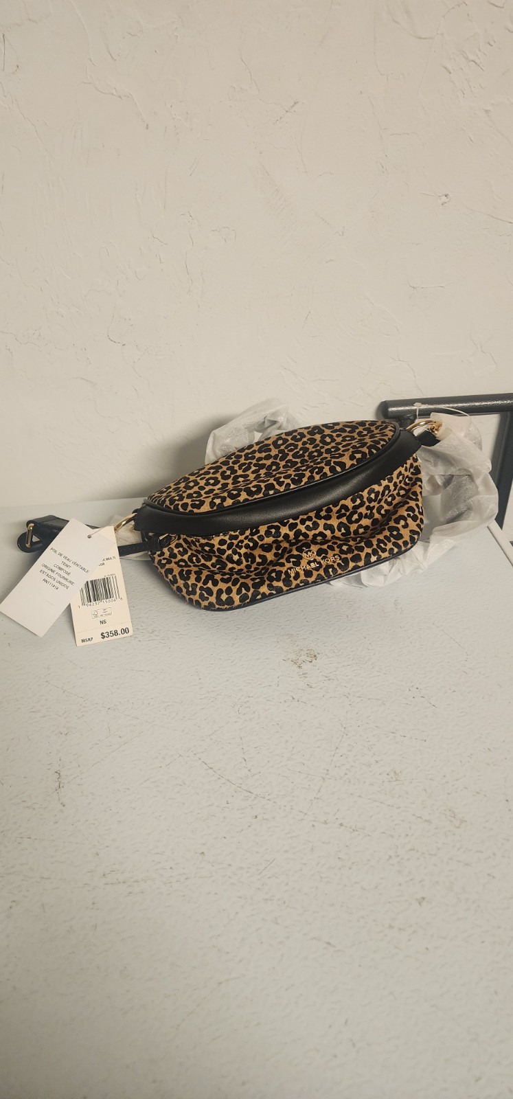 NWT MICHAEL KORS Slater Extra-Small Leopard Print Calf Hair Sling Pack