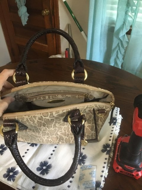 Brahmin Mini Pitone Leopard Tyler Satchel Bag with Dust Bag VGC