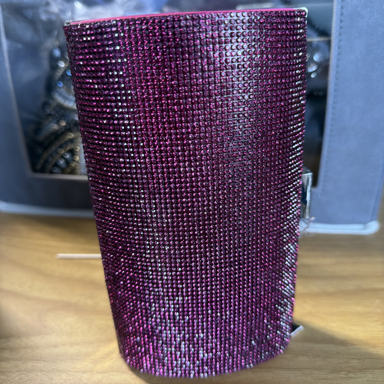 I.N.C. International Concepts Ranndi Sparkle Clutch, Fuchsia, NWT (O12)