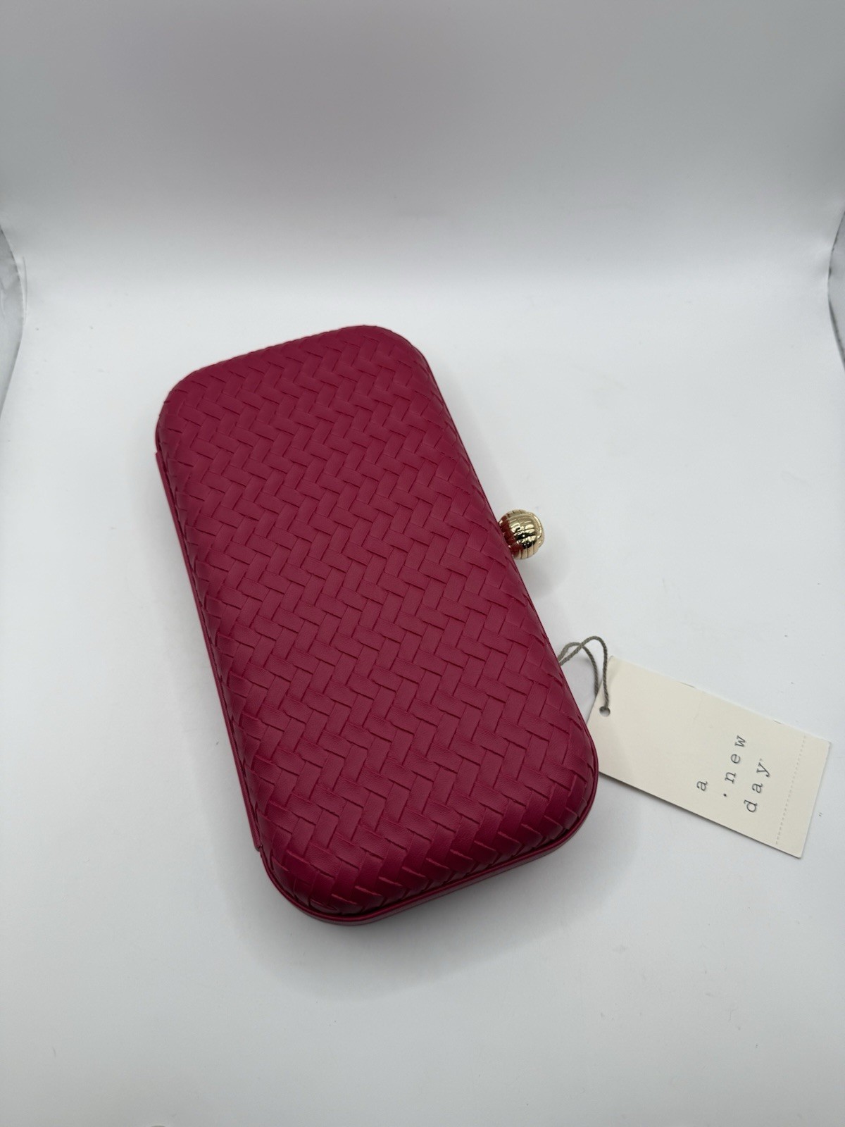 A New Day Pink Woven Clutch Purse Gold Chain Strap Target NWT
