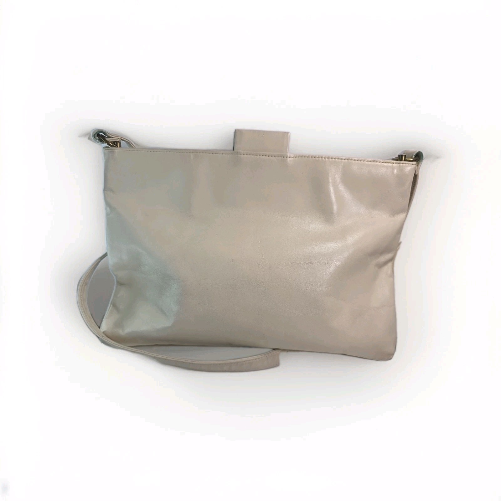 Vintage RUTH E SALTZ Cream Gold Leather Strap Purse