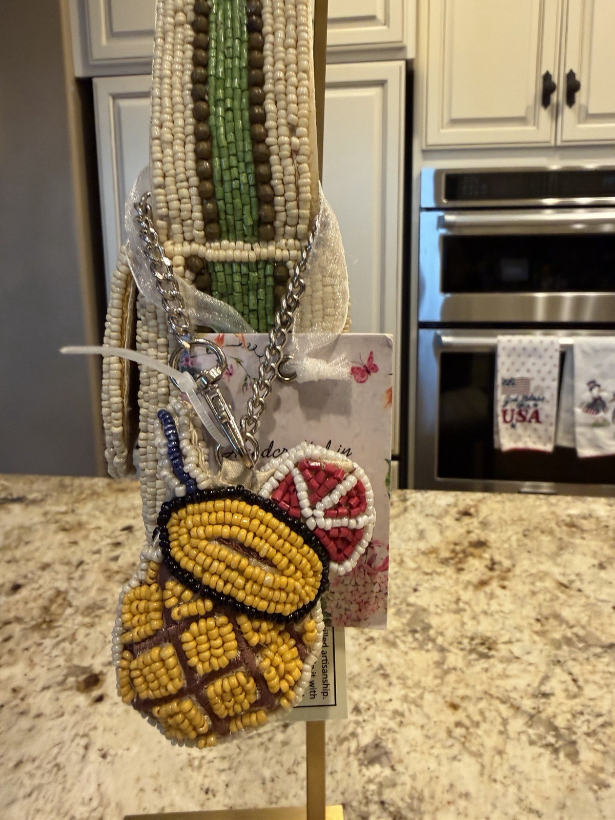 Viral Tropical Drink Beaded Shoulder Bag w/pineapple drink bag charm