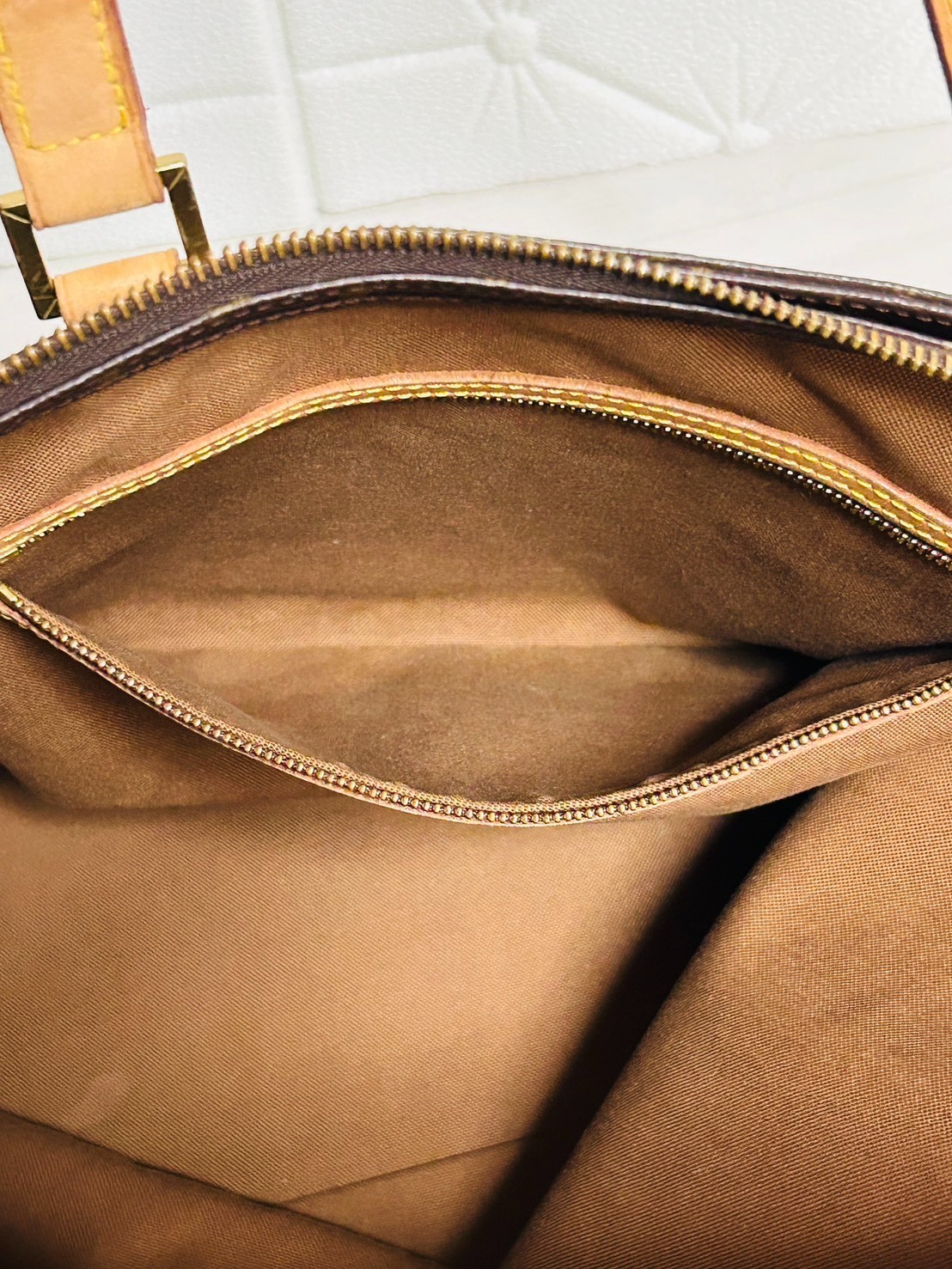 Louis Vuitton Monogram Cabas Mezzo M51151 Brown Tote Shoulder Bag LV