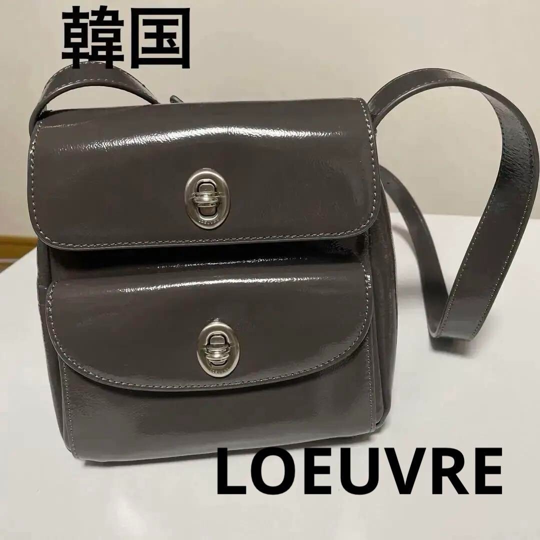 LOEUVRE Sac de Deux Medium Shoulder Bag Purse in Gray USED Once Mint Condition