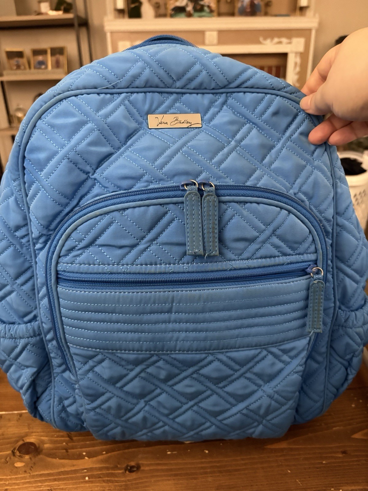 Vera Bradley Bancroft Blue 17” Quilted Backpack