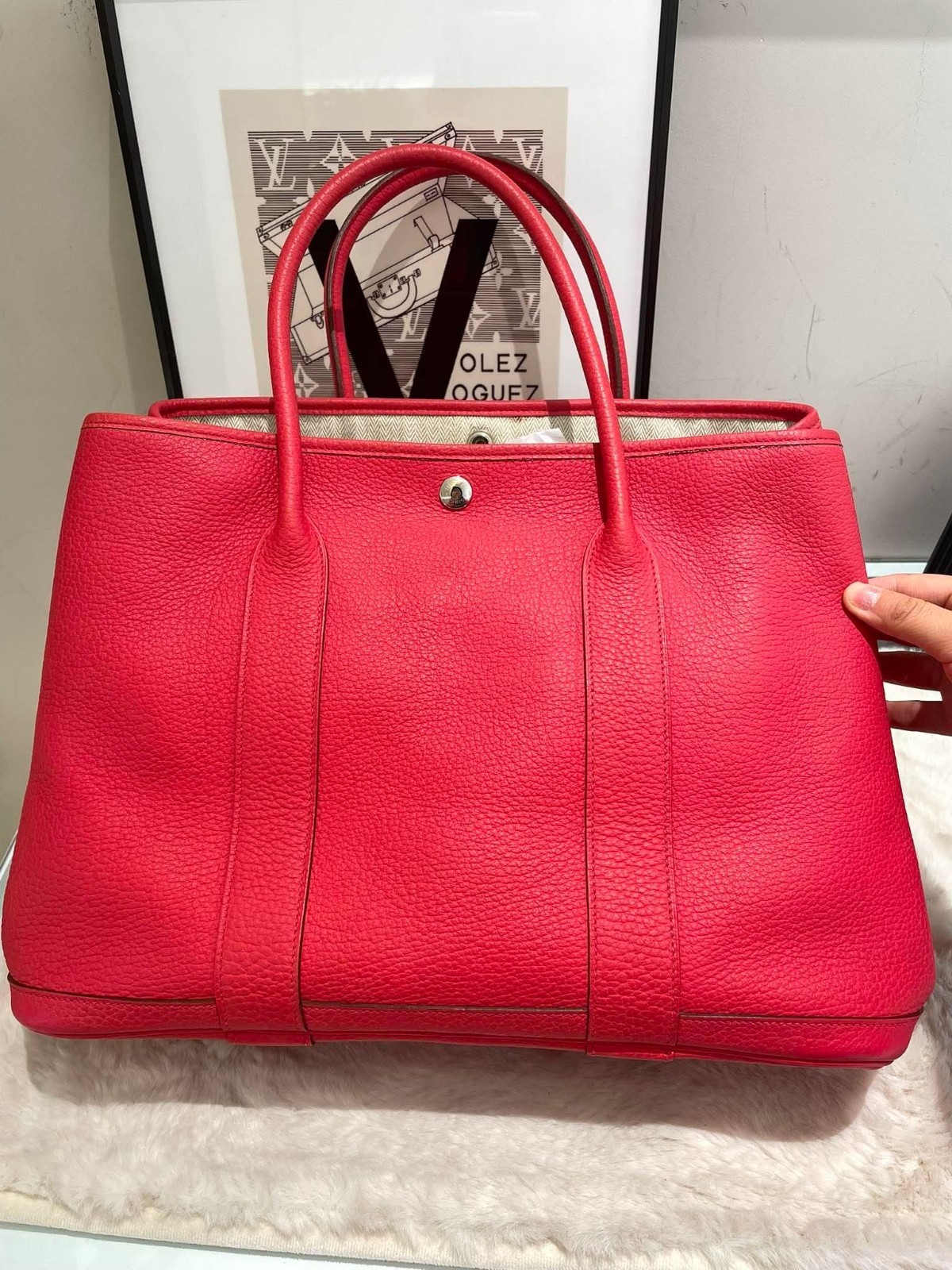 Authentic Hermes Garden Party 36 PM Rose Negonda Leather Silver Hardware