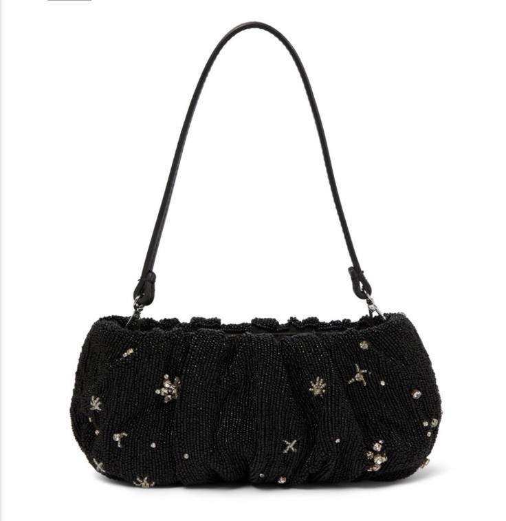 STAUD Starry Night Bean Gathered Crystal-embellished Beaded Bag Strap Replaced