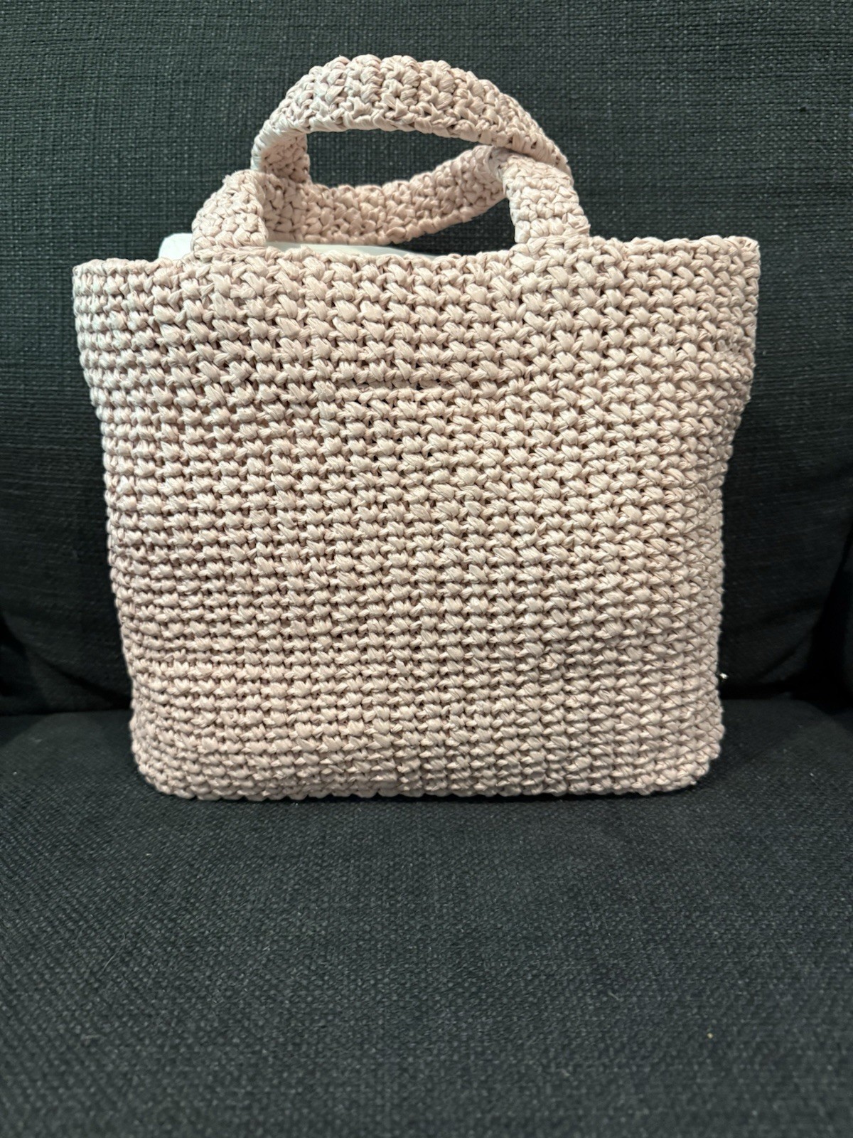 PRADA Small Crochet Tote Pink Raffia Women Purse Handbag Authentic Beach BNWT