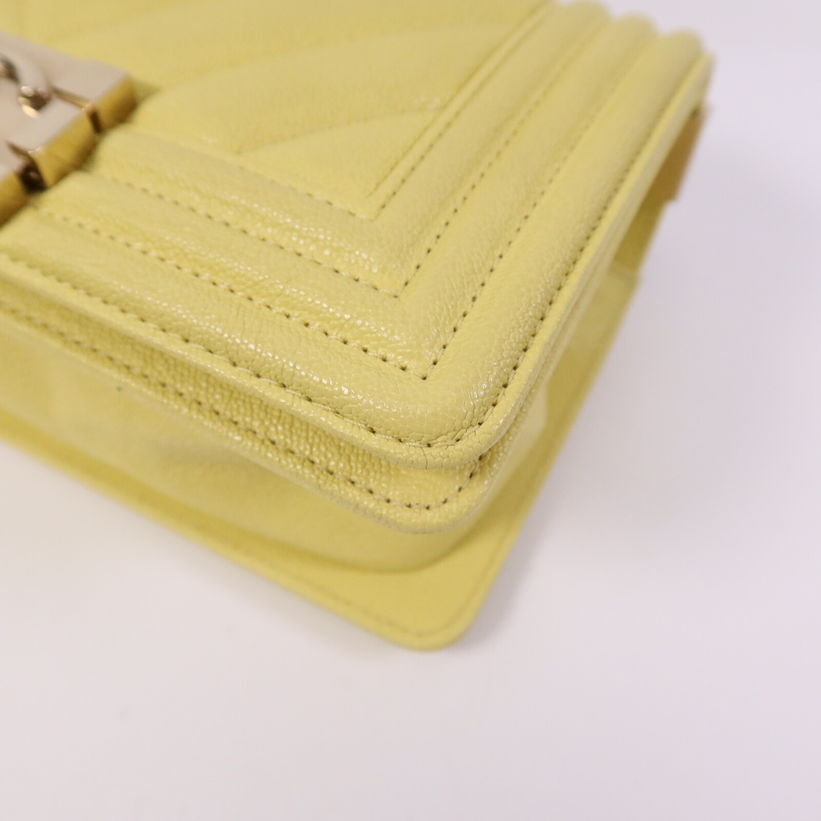 CHANEL CC GHW Boy 20 Chain Shoulder bag A67085 Calfskin Leather Yellow
