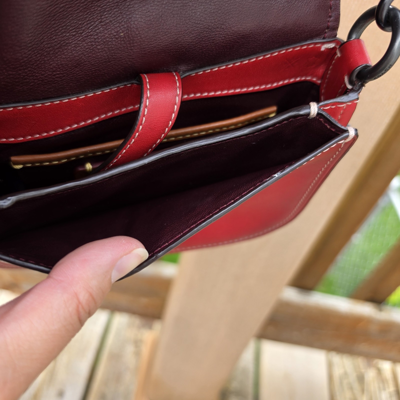Coach 1941 Saddle 17 With Western Rivets in Red Leather – Coach 6.5 X 7 X 2 in