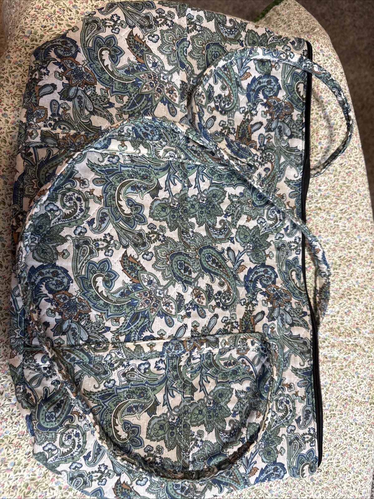 14 X 19 Paisley, Blue And Green Zipper Tote Bag Handmade￼