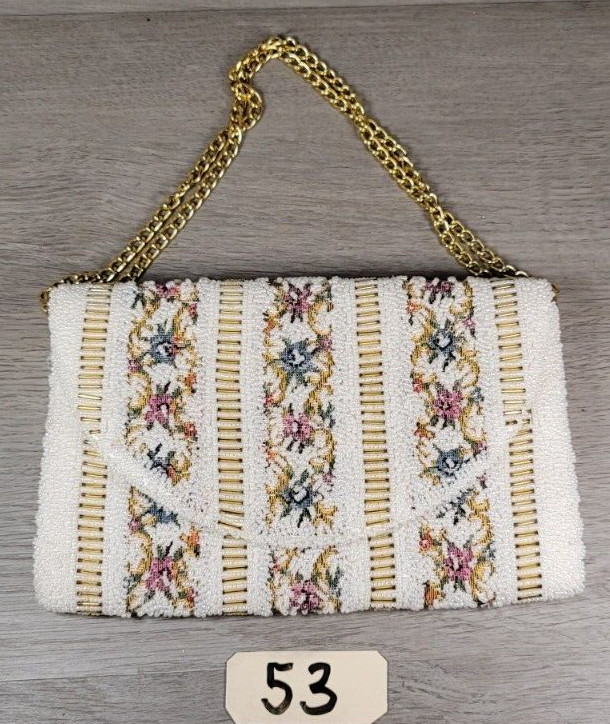 Beaded Purse Tapestry Hand Beaded Hong Kong Evening Bag Vintage