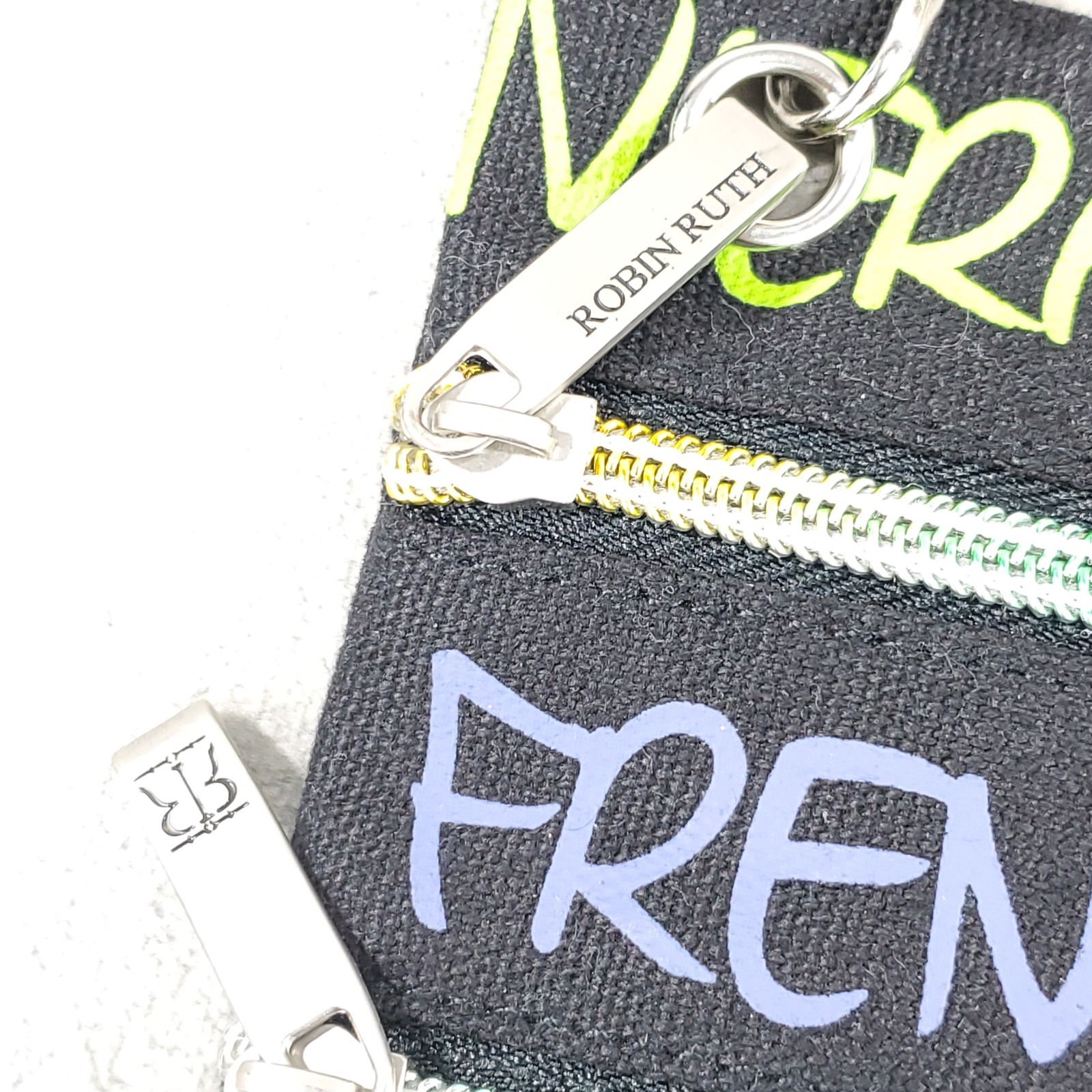 Robin Ruth Black & Neon Colored French Riviera 8″x6.5″ Cross Body Bag NEW