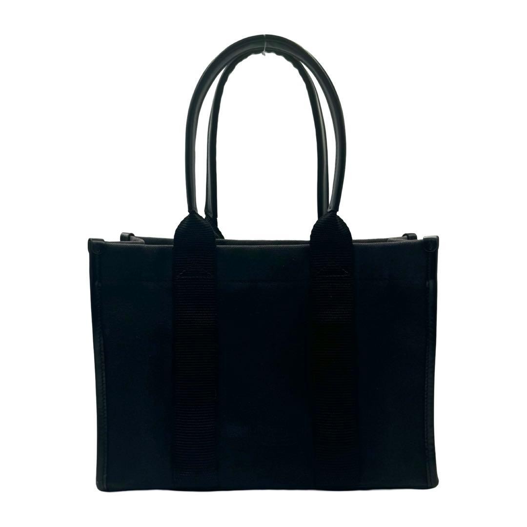 BALENCIAGA Hardware Small Tote 2Way Black Canvas Leather W28 H21 #QYD4GC