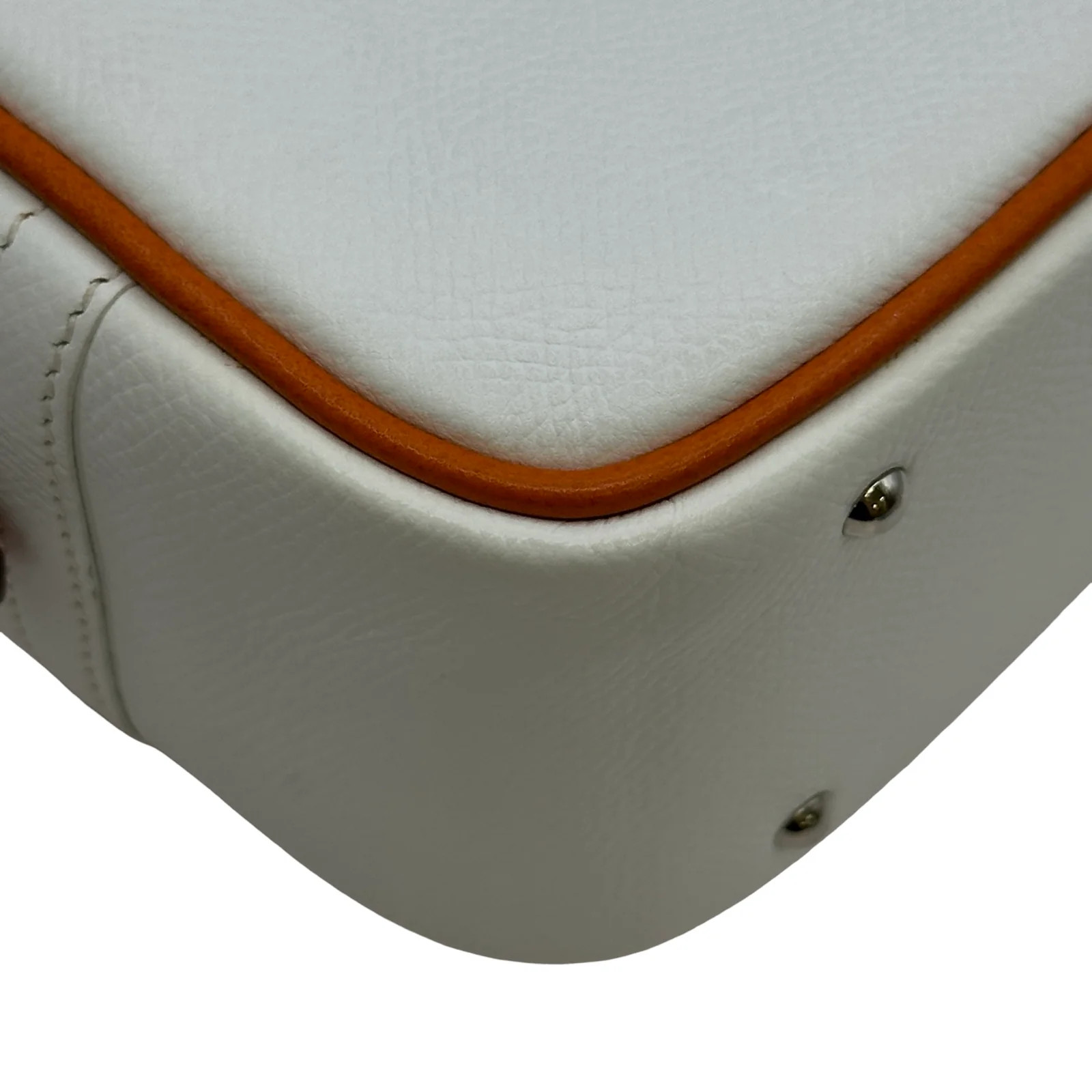 HERMES Plume 20 White Epsom Leather Handbag Square I #OKB7375