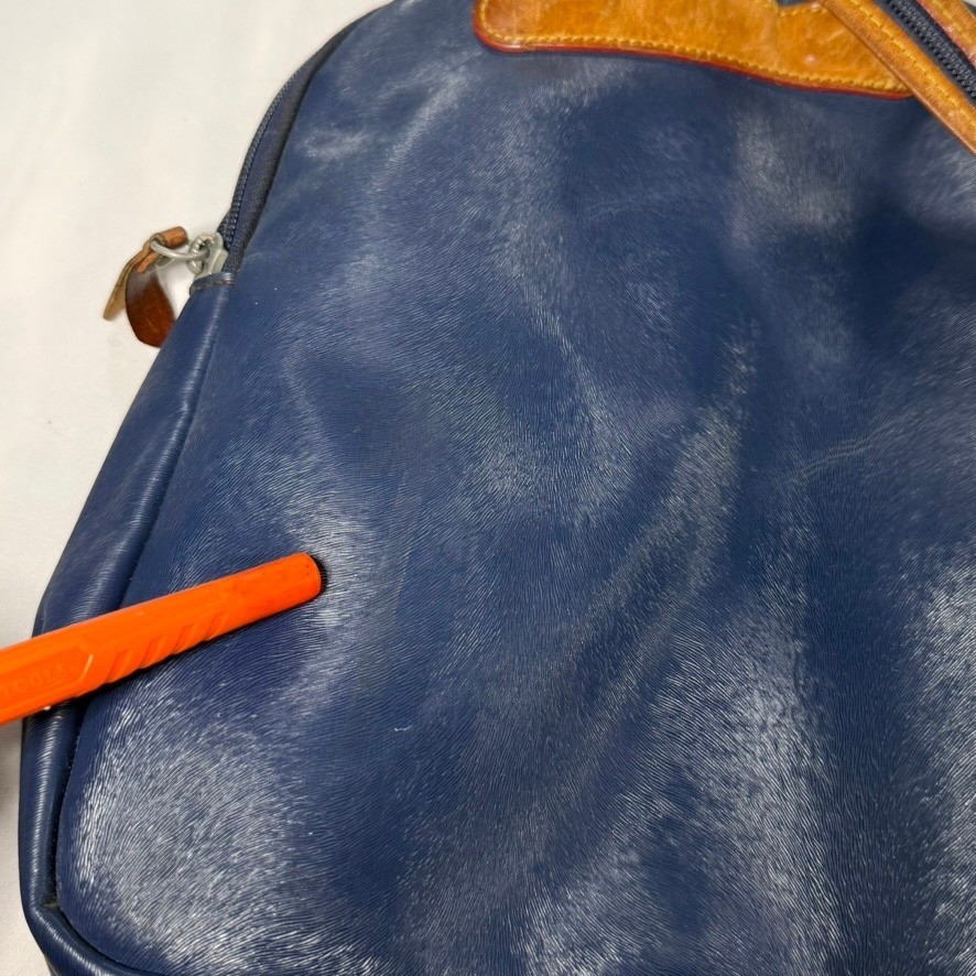 El Potro Backpack Women Small Navy Blue Leather Trim Convertible Vintage Bag